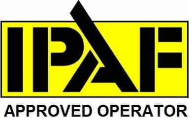 IPAF Approved Operator logo showing bold black letters "IPAF" on a yellow background, with the text "APPROVED OPERATOR" in black below—ideal for professionals in Building Maintenance or Kitchen Installations.